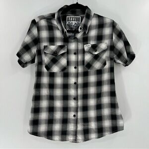 Dixxon Flannel womens Hawthorne bamboo shirt short sleeve snap front size Small